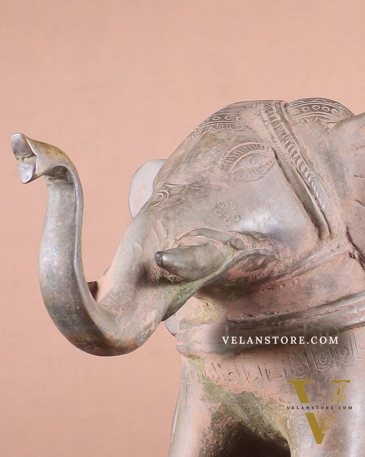 Brass Vintage Elephant Statue on Wheels – 10" x 13.5" x 6" | Antique Sand-Finish Showpiece