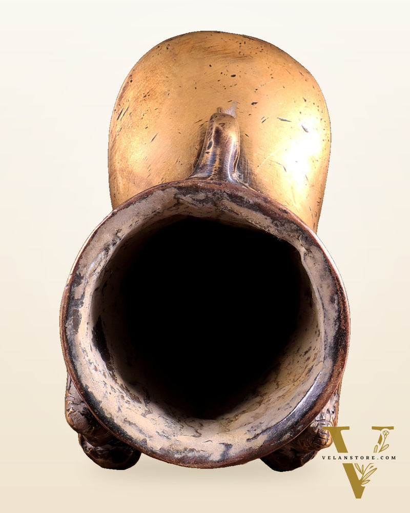 Brass Vintage Finish Palanquin Kirtimukha | Rare Temple Yali Finial