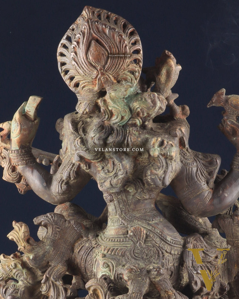 Brass Vintage Finish Saraswati Idol - 16" Divine Sculpture