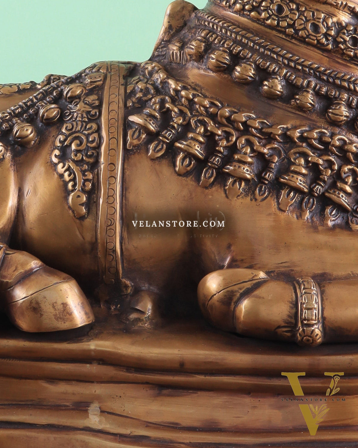 Brass Vintage Nandi on Base Statue 17"