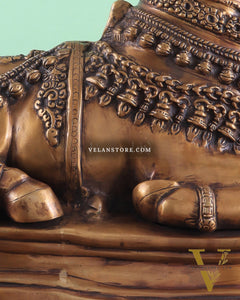 Brass Vintage Nandi on Base Statue 17"