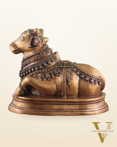 Brass Vintage Nandi on Base Statue 17"