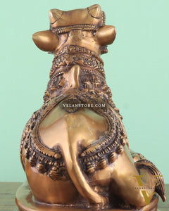 Brass Vintage Nandi on Base Statue 17"