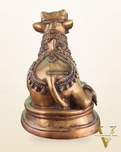 Brass Vintage Nandi on Base Statue 17"