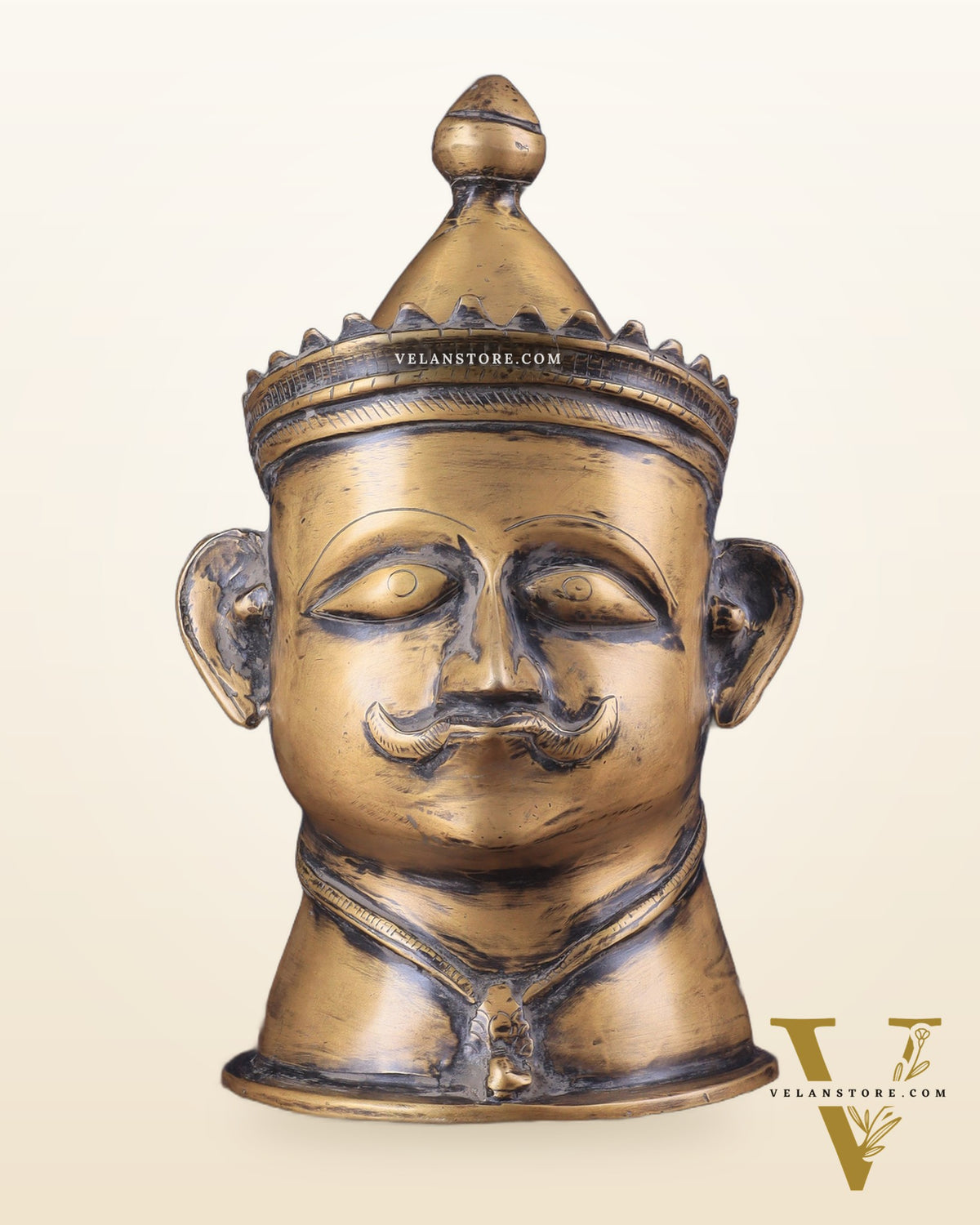 Brass Vintage Shiva Face Mukhalingam Sculpture 13.5"