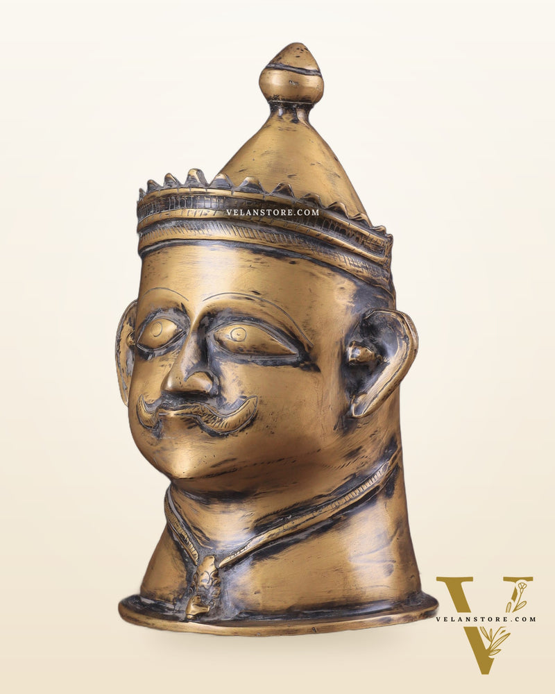 Brass Vintage Shiva Face Mukhalingam Sculpture 13.5"