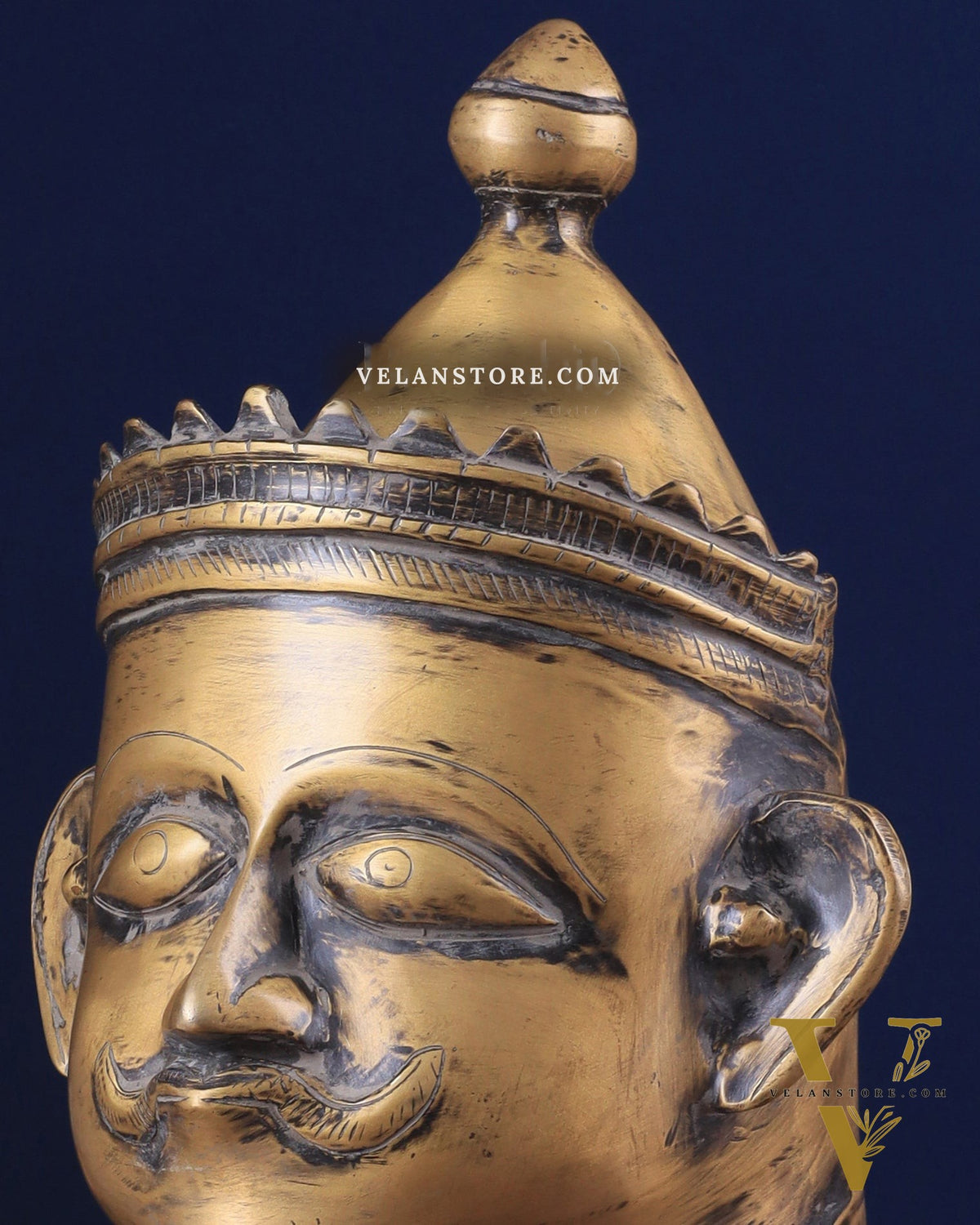 Brass Vintage Shiva Face Mukhalingam Sculpture 13.5"