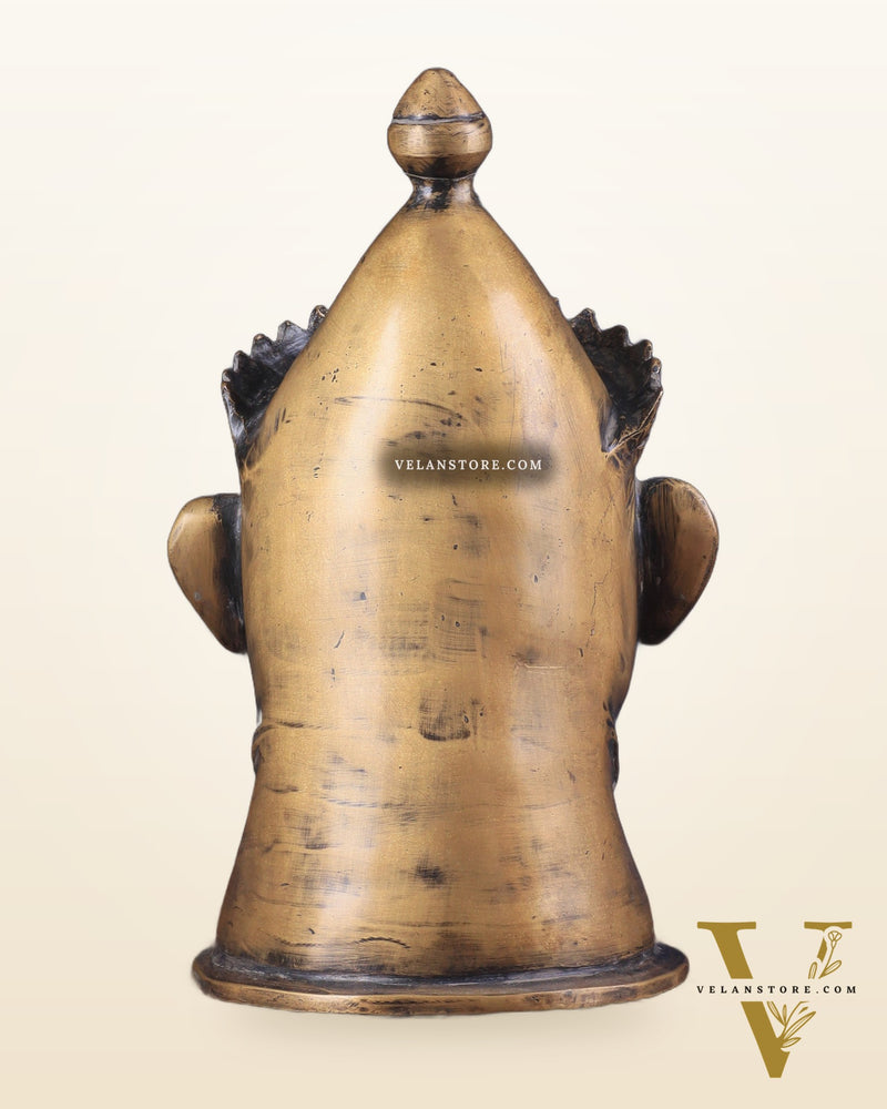Brass Vintage Shiva Face Mukhalingam Sculpture 13.5"