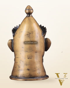 Brass Vintage Shiva Face Mukhalingam Sculpture 13.5"