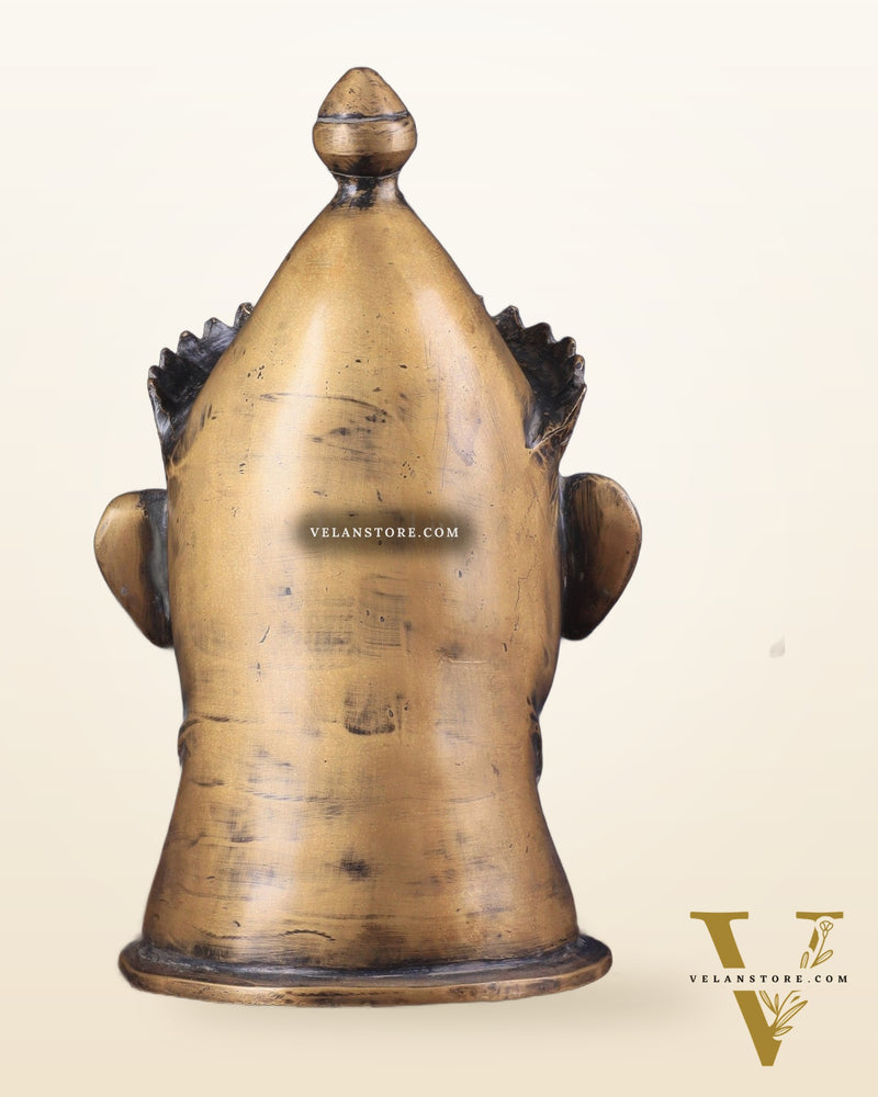 Brass Vintage Shiva Face Mukhalingam Sculpture 13.5"