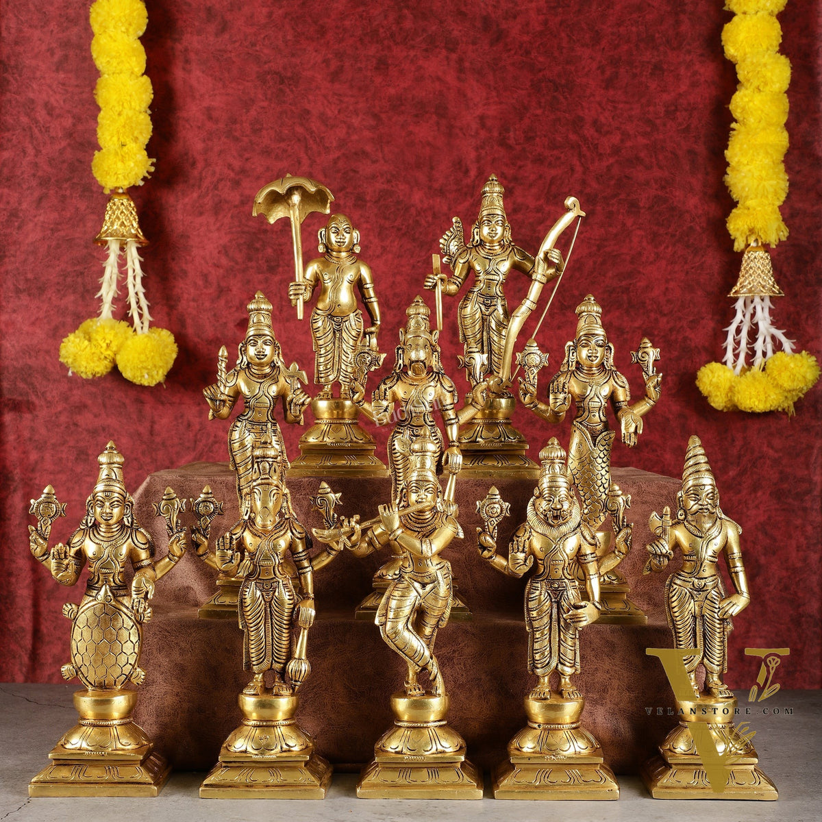 Brass Vishnu Dashavatar idols set 10 inch Superfine