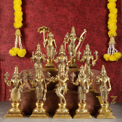 Brass Vishnu Dashavatar idols set 10 inch Superfine