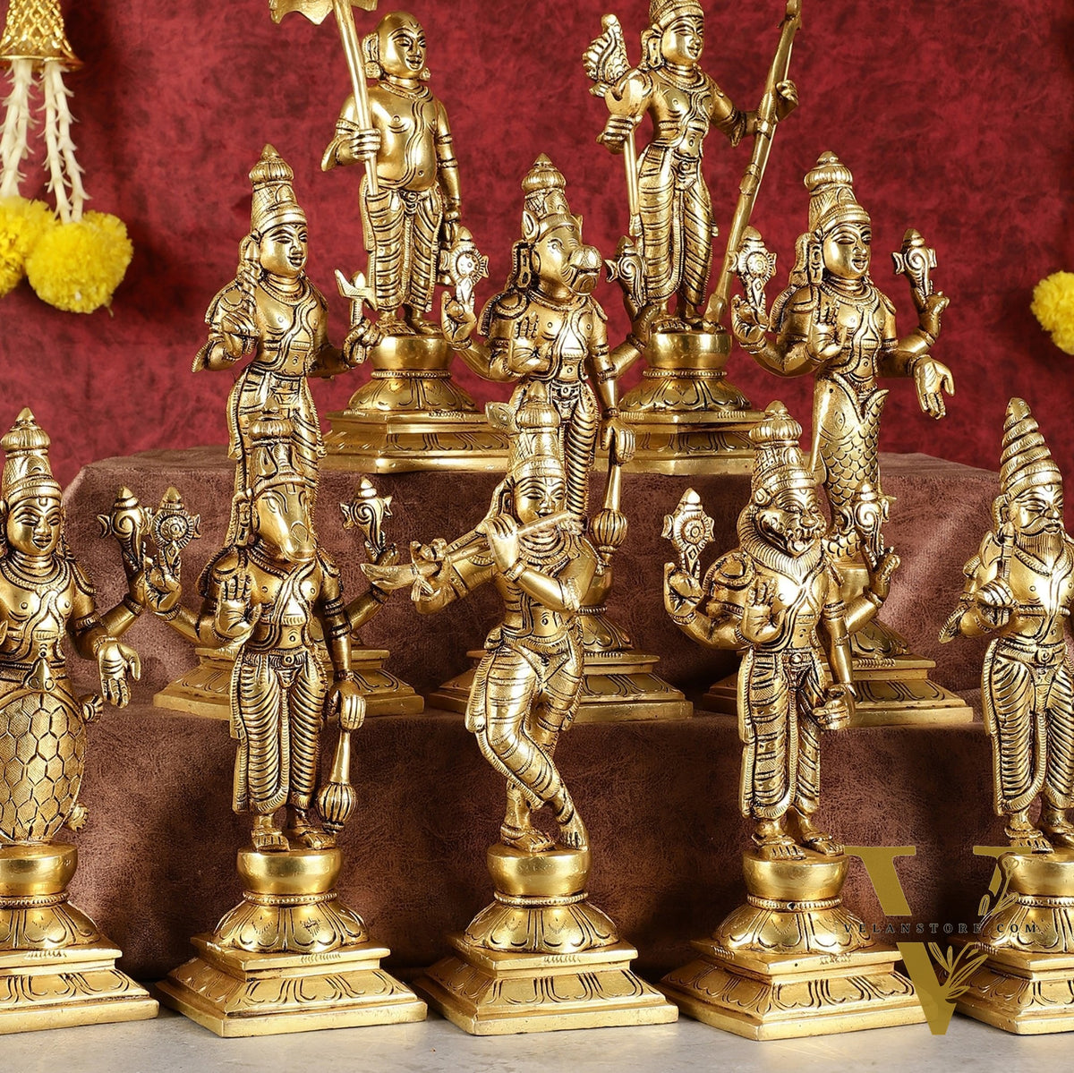 Brass Vishnu Dashavatar idols set 10 inch Superfine