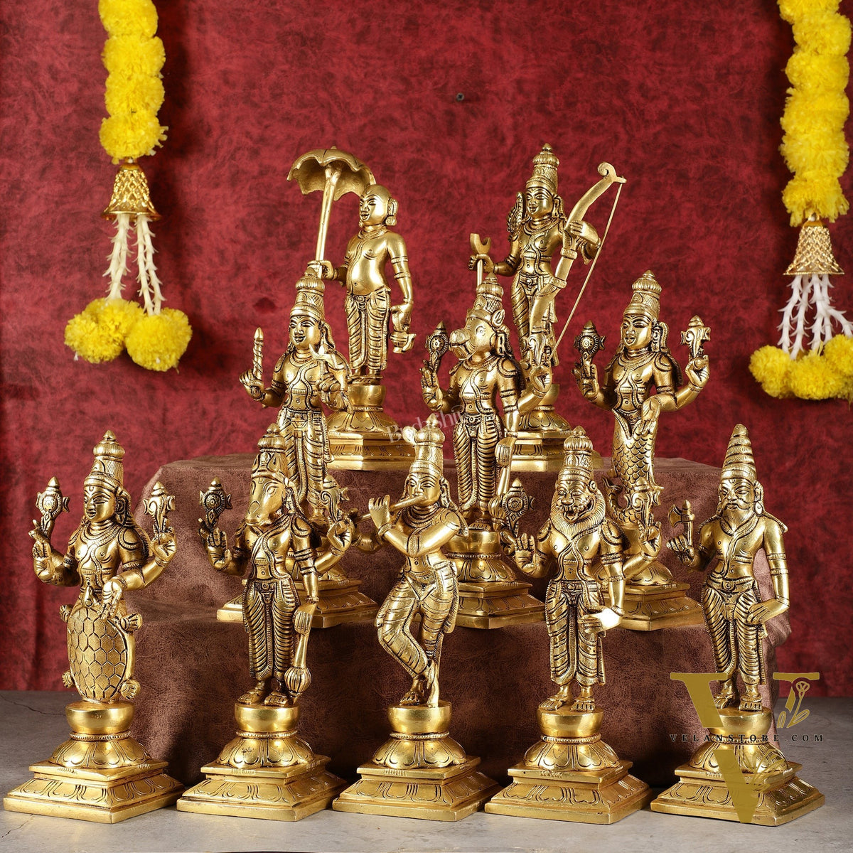 Brass Vishnu Dashavatar idols set 10 inch Superfine