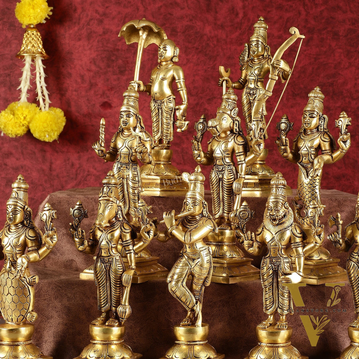 Brass Vishnu Dashavatar idols set 10 inch Superfine