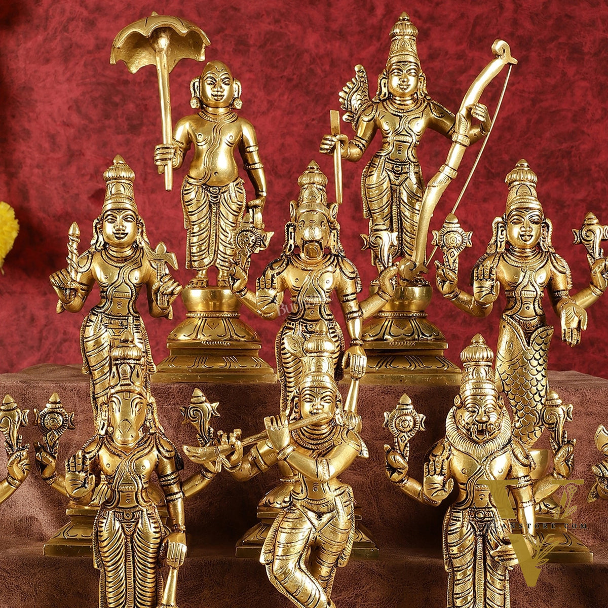 Brass Vishnu Dashavatar idols set 10 inch Superfine