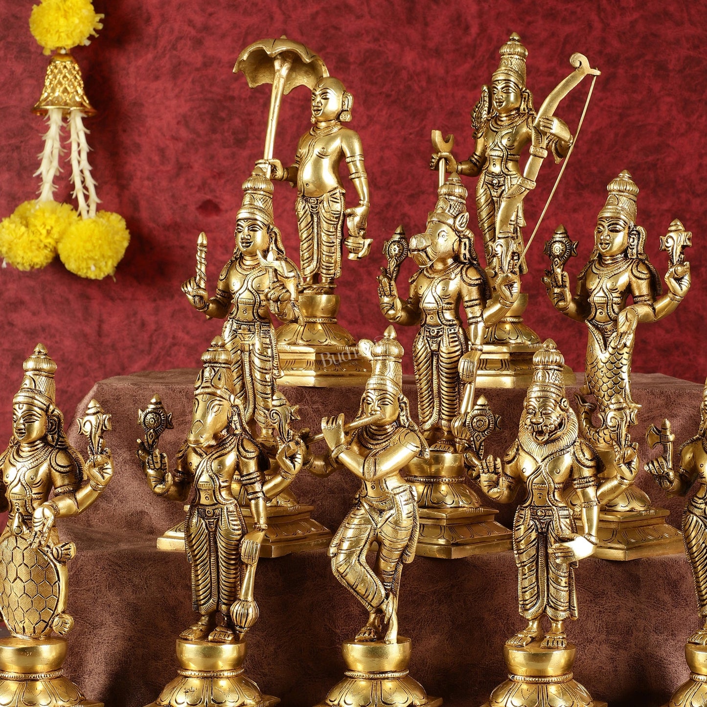 Brass Vishnu Dashavatar idols set 10 inch Superfine