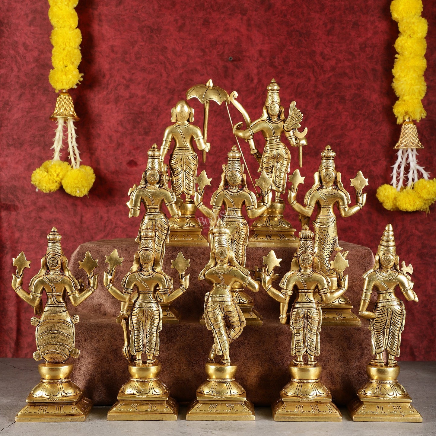 Brass Vishnu Dashavatar idols set 10 inch Superfine