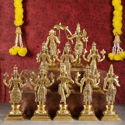 Brass Vishnu Dashavatar idols set 10 inch Superfine