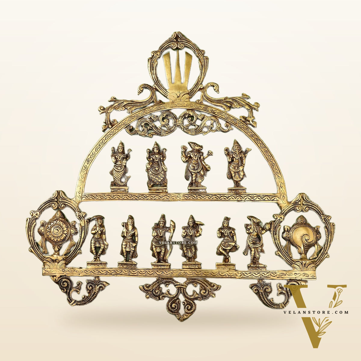 Brass Vishnu Dashavatar with Shankh Chakra and Namah Wall Hanging 20"