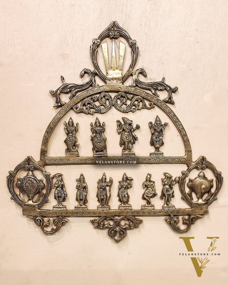 Brass Vishnu Dashavatar with Shankh Chakra and Namah Wall Hanging 20"