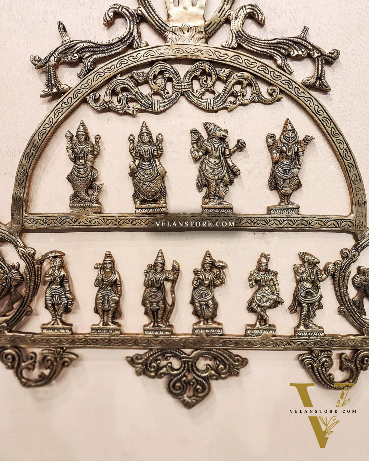 Brass Vishnu Dashavatar with Shankh Chakra and Namah Wall Hanging 20"