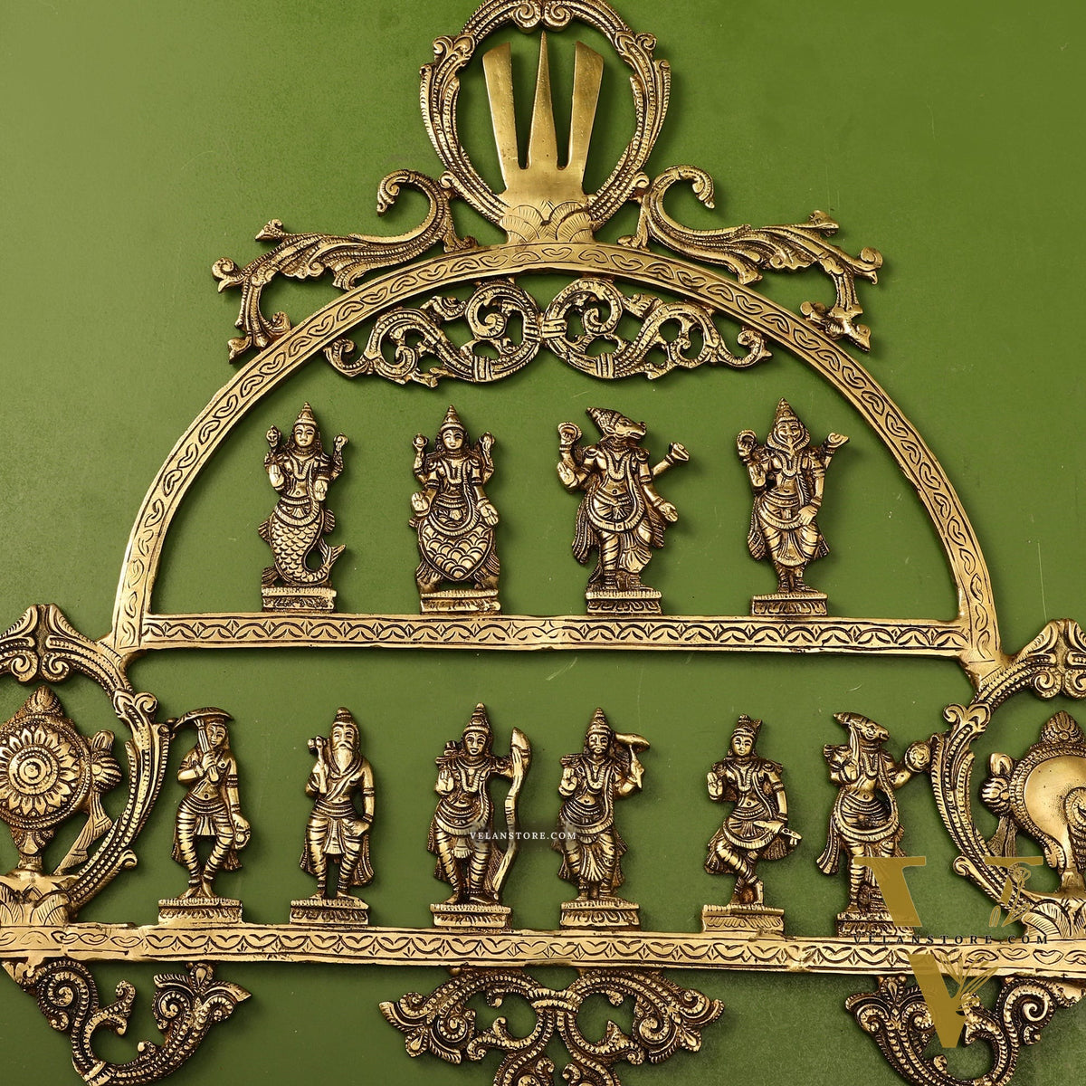 Brass Vishnu Dashavatar with Shankh Chakra and Namah Wall Hanging 20"