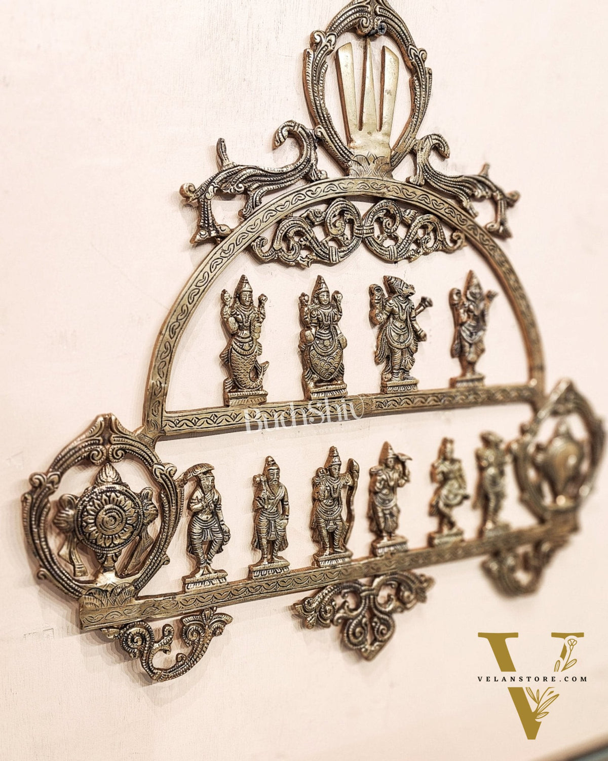 Brass Vishnu Dashavatar with Shankh Chakra and Namah Wall Hanging 20"
