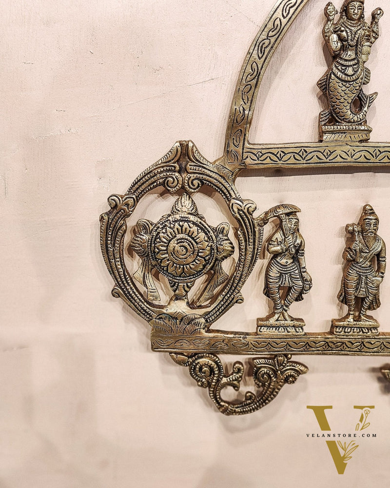 Brass Vishnu Dashavatar with Shankh Chakra and Namah Wall Hanging 20"