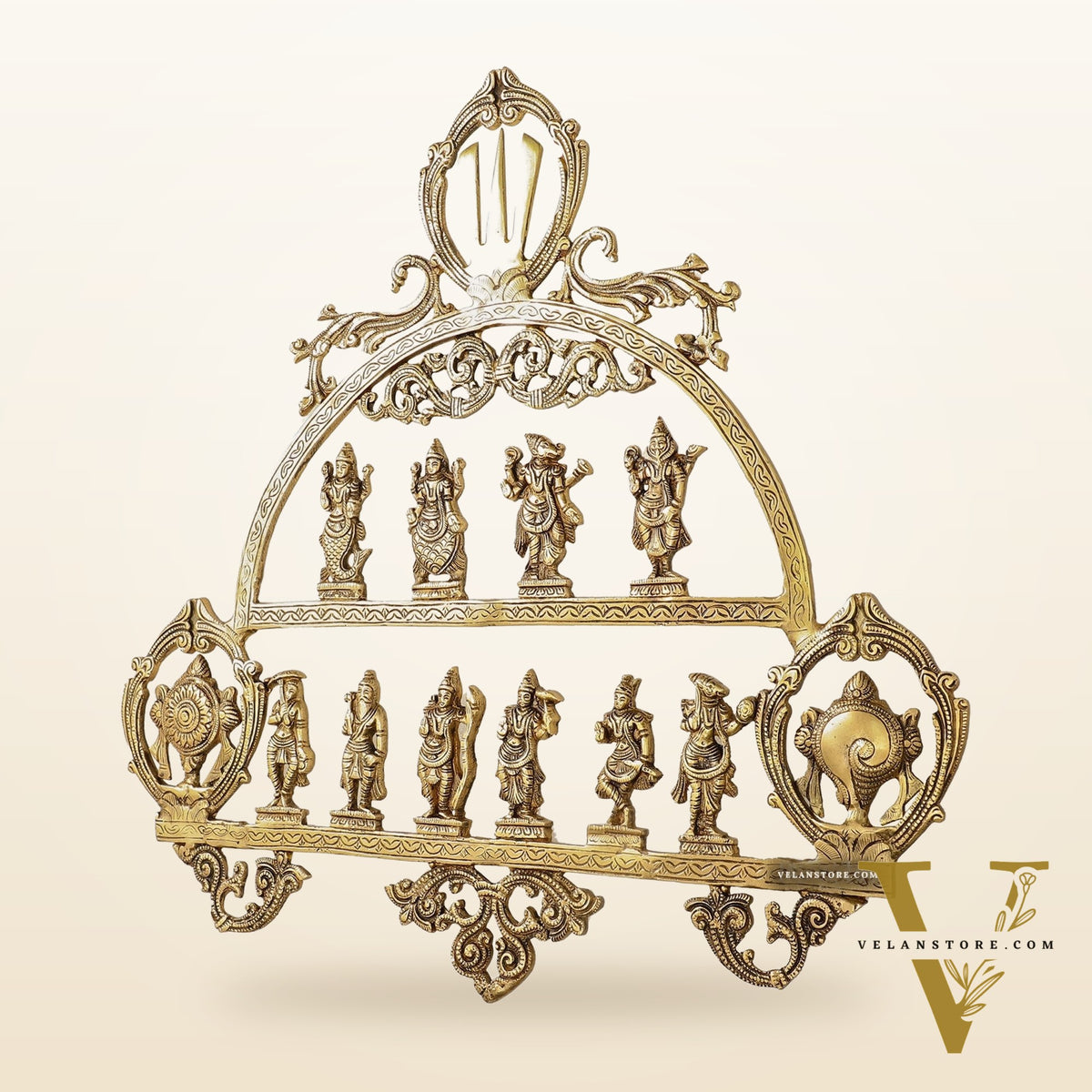 Brass Vishnu Dashavatar with Shankh Chakra and Namah Wall Hanging 20"