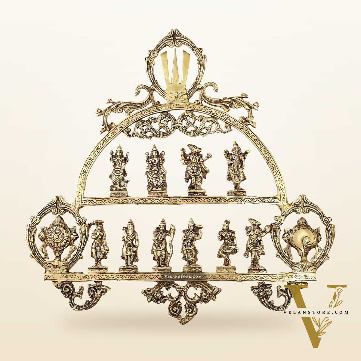 Brass Vishnu Dashavatar with Shankh Chakra and Namah Wall Hanging 20"