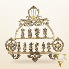 Brass Vishnu Dashavatar with Shankh Chakra and Namah Wall Hanging 20"