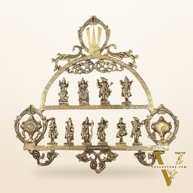 Brass Vishnu Dashavatar with Shankh Chakra and Namah Wall Hanging 20"