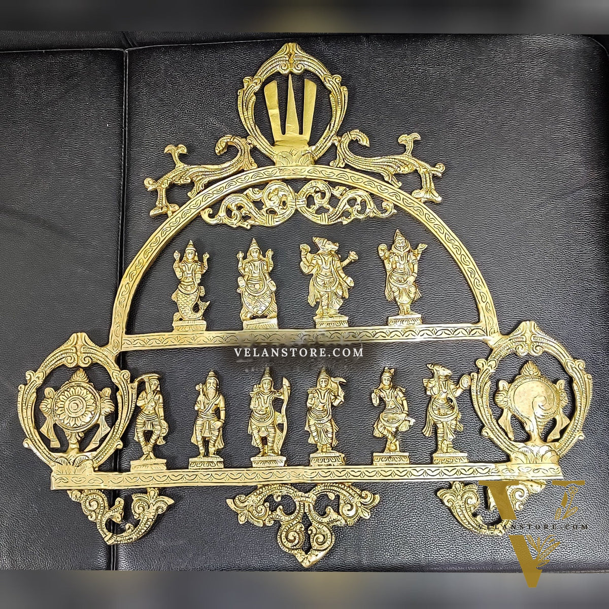 Brass Vishnu Dashavatar with Shankh Chakra and Namah Wall Hanging 20"