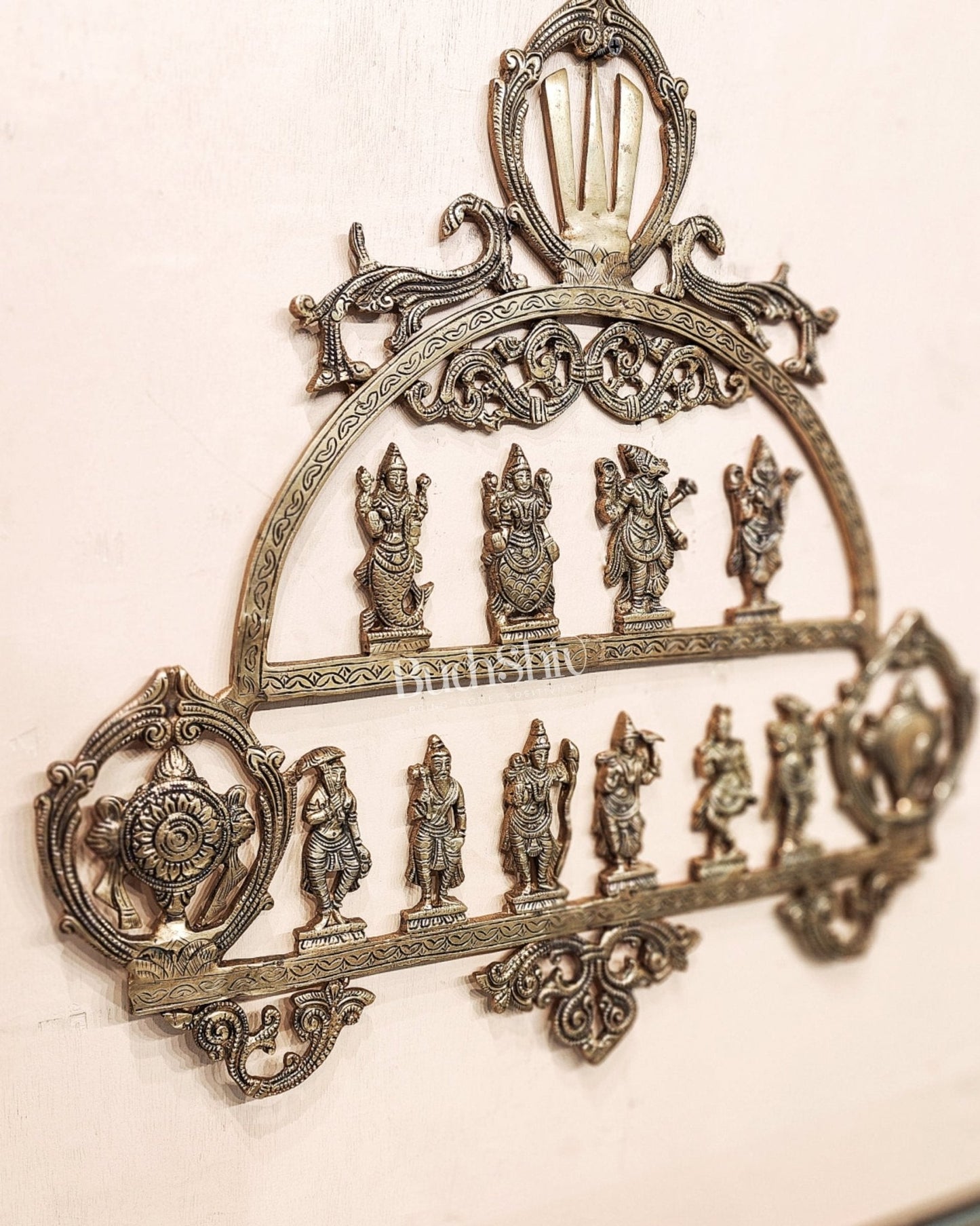 Brass Vishnu Dashavatar with Shankh Chakra and Namah Wall Hanging 20"