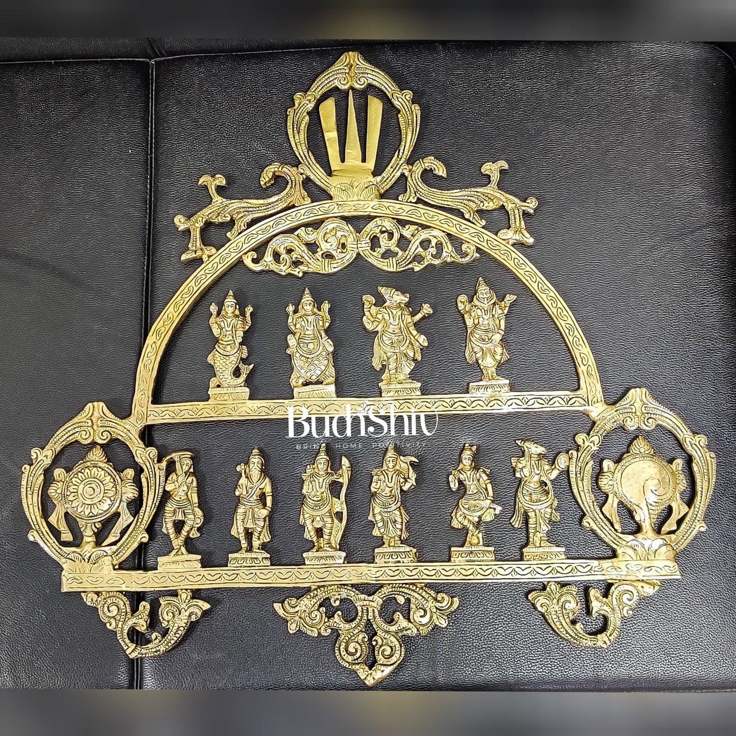Brass Vishnu Dashavatar with Shankh Chakra and Namah Wall Hanging 20"