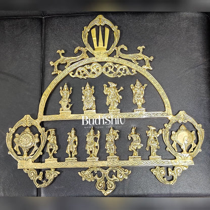 Brass Vishnu Dashavatar with Shankh Chakra and Namah Wall Hanging 20"