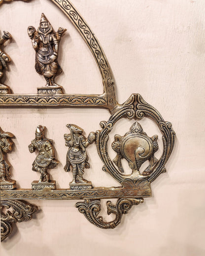Brass Vishnu Dashavatar with Shankh Chakra and Namah Wall Hanging 20"