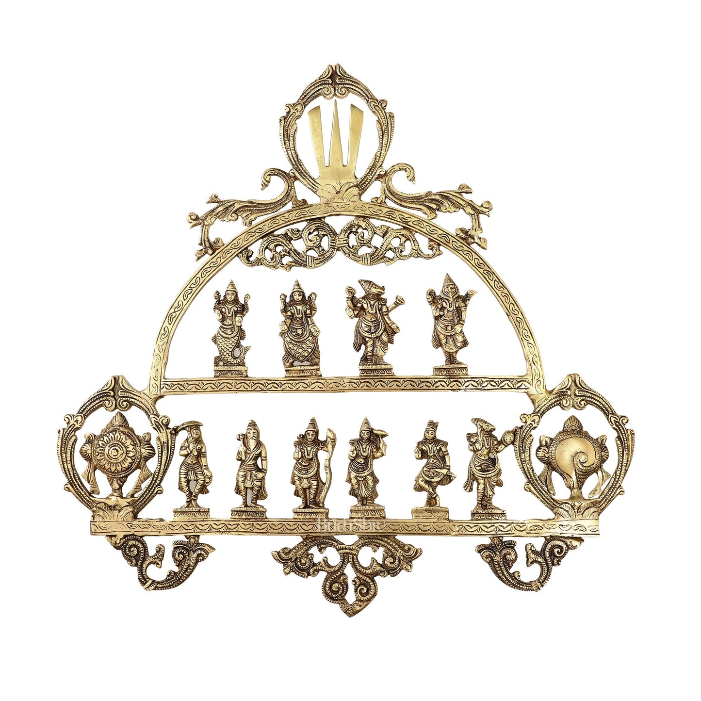 Brass Vishnu Dashavatar with Shankh Chakra and Namah Wall Hanging 20"