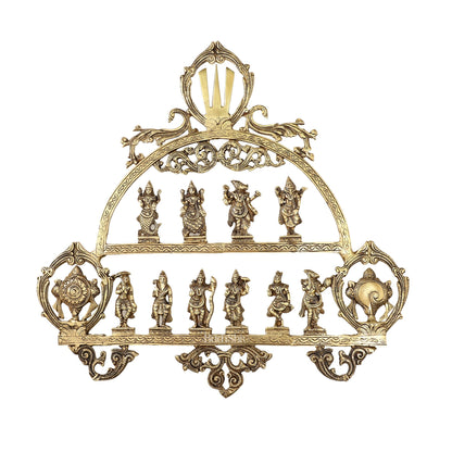 Brass Vishnu Dashavatar with Shankh Chakra and Namah Wall Hanging 20"