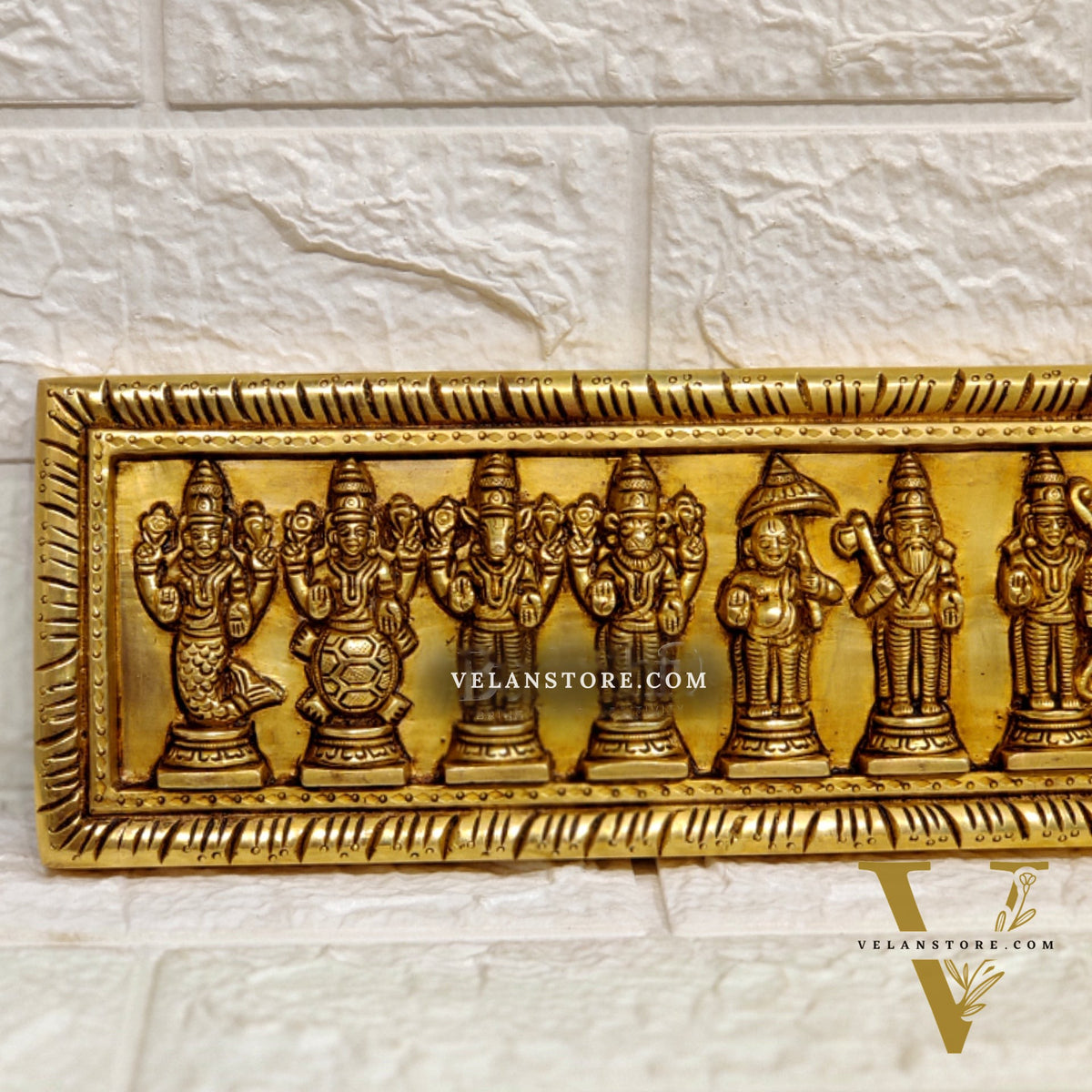 Brass Vishnu Dashavataram wall hanging