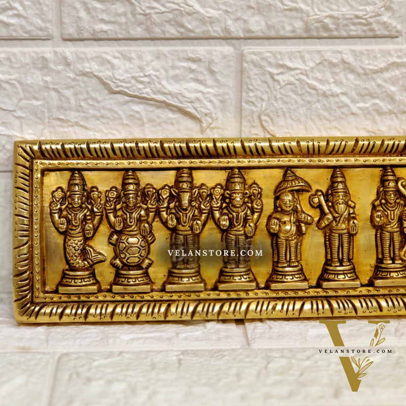 Brass Vishnu Dashavataram wall hanging