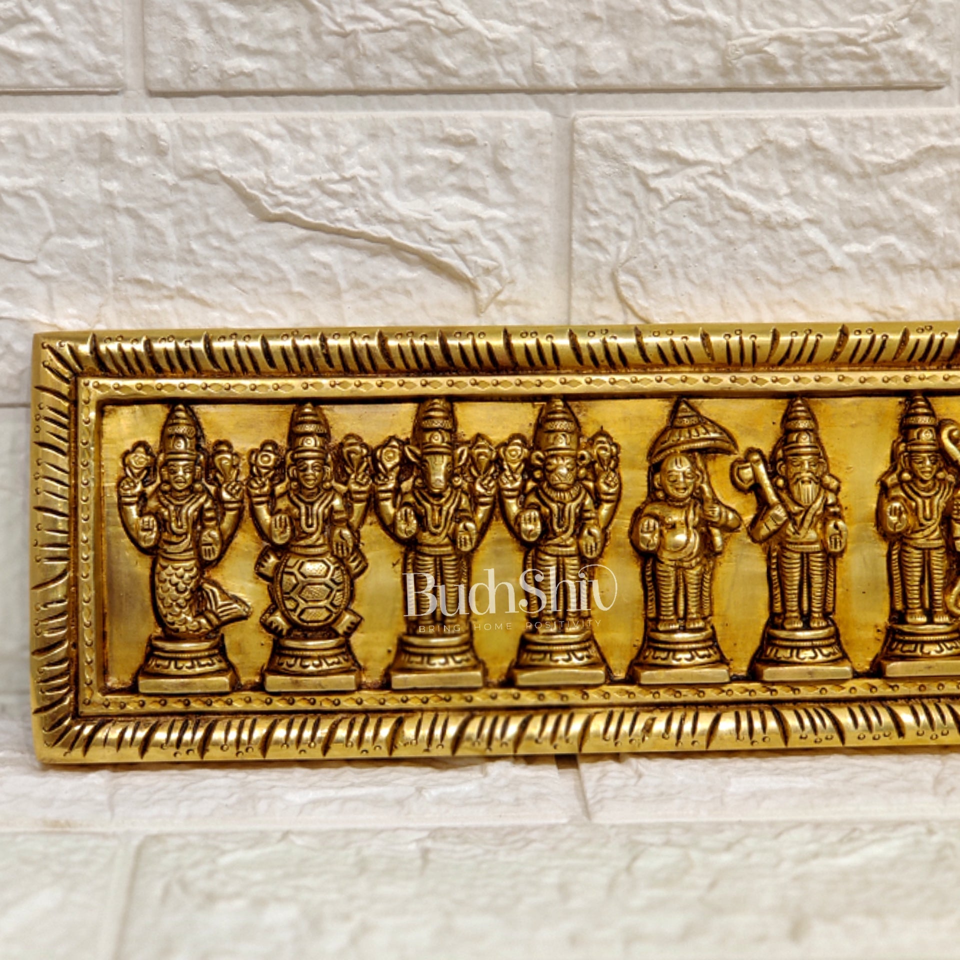 Brass Vishnu Dashavataram wall hanging