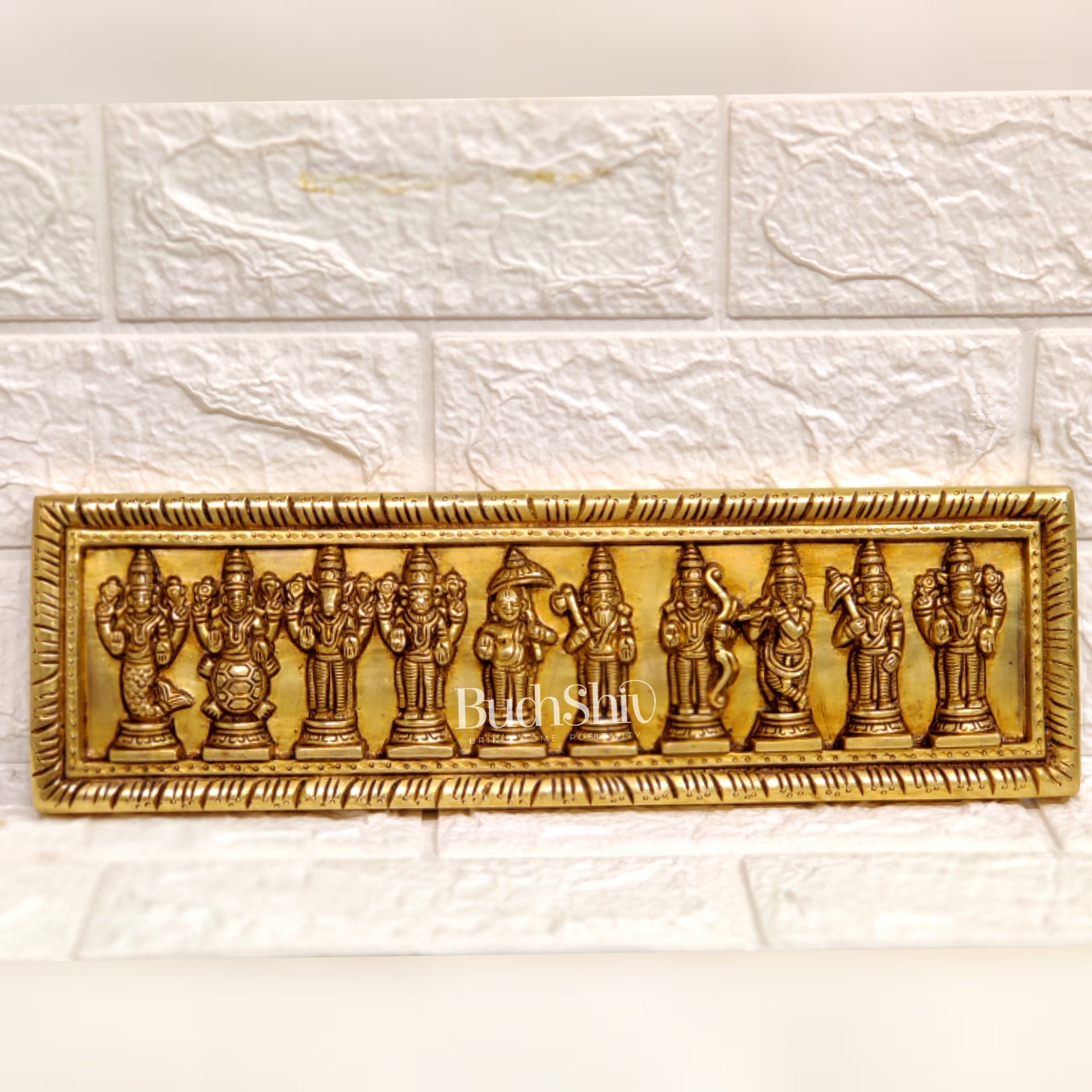 Brass Vishnu Dashavataram wall hanging