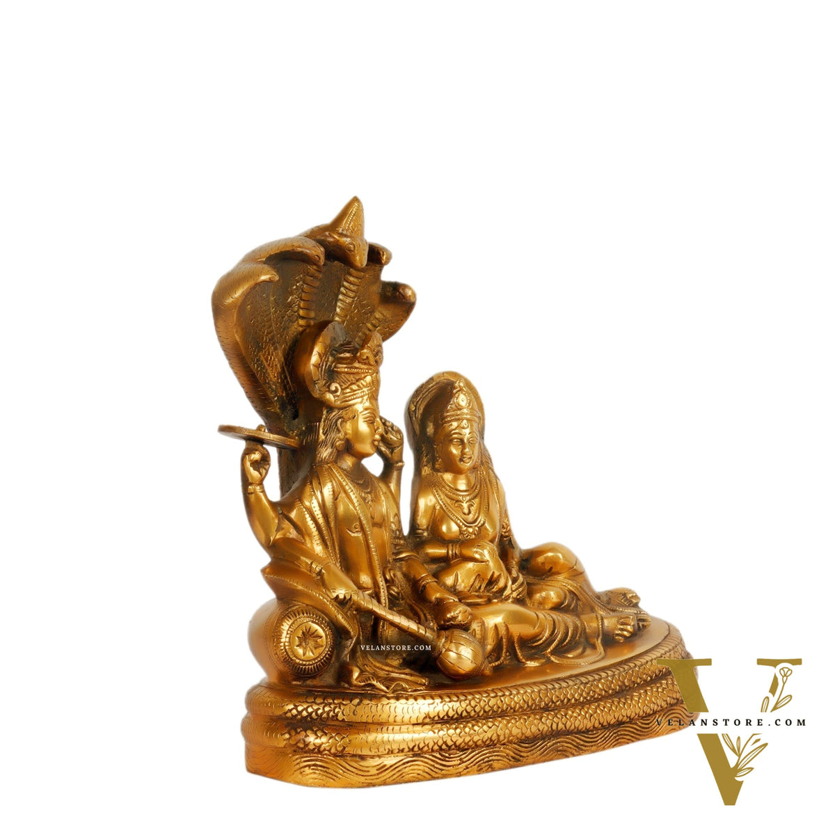 Brass Vishnu lakshmi/ Lakshmi Narayan resting Sheshanaag Statue 10"