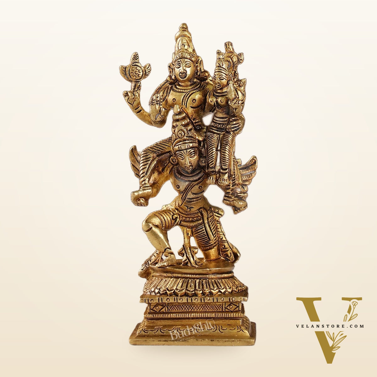 Brass Vishnu Lakshmi on Garuda 6"