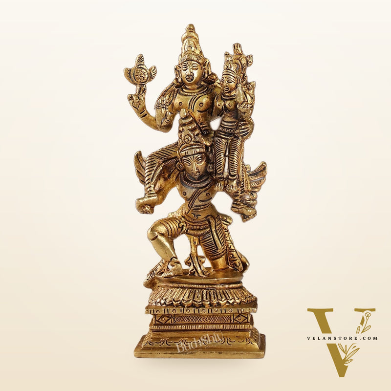 Brass Vishnu Lakshmi on Garuda 6"