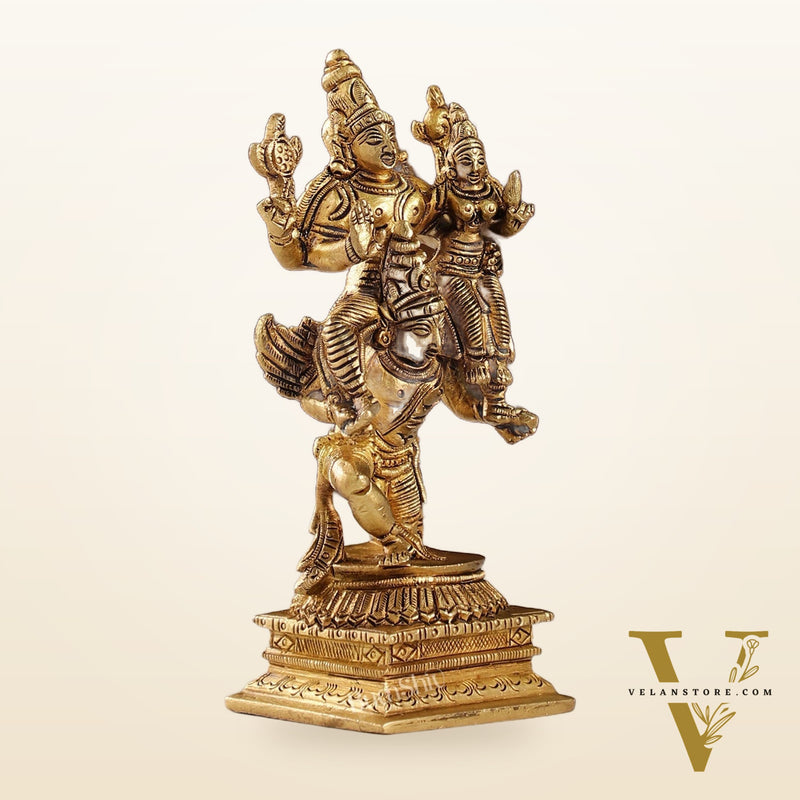 Brass Vishnu Lakshmi on Garuda 6"