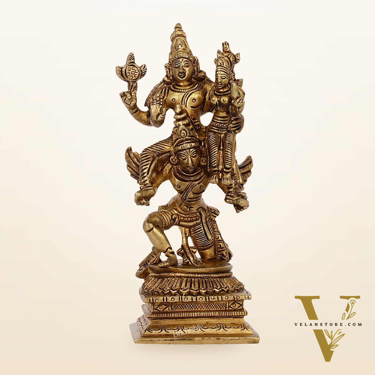 Brass Vishnu Lakshmi on Garuda 6"