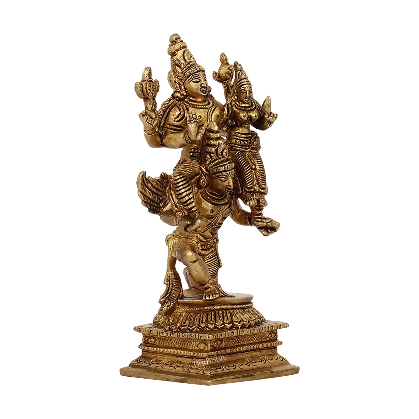 Brass Vishnu Lakshmi on Garuda 6"